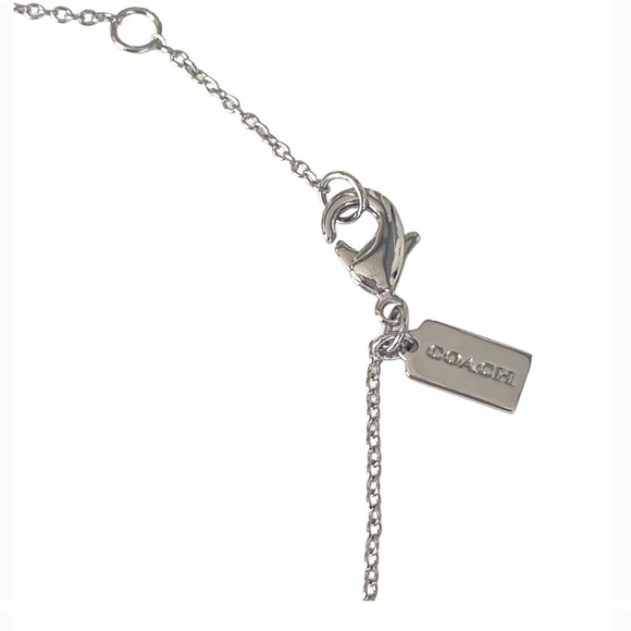 Authentic Coach New Silver Signature Metal Logo and Eternity Pave Pendant - Picture 3 of 6